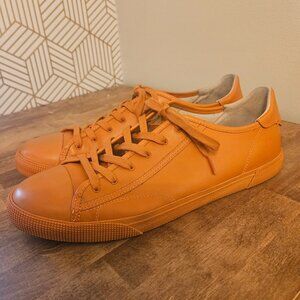 Mens COACH Leather Low Top Shoes Sneakers Lace Up Signature Luxe Orange